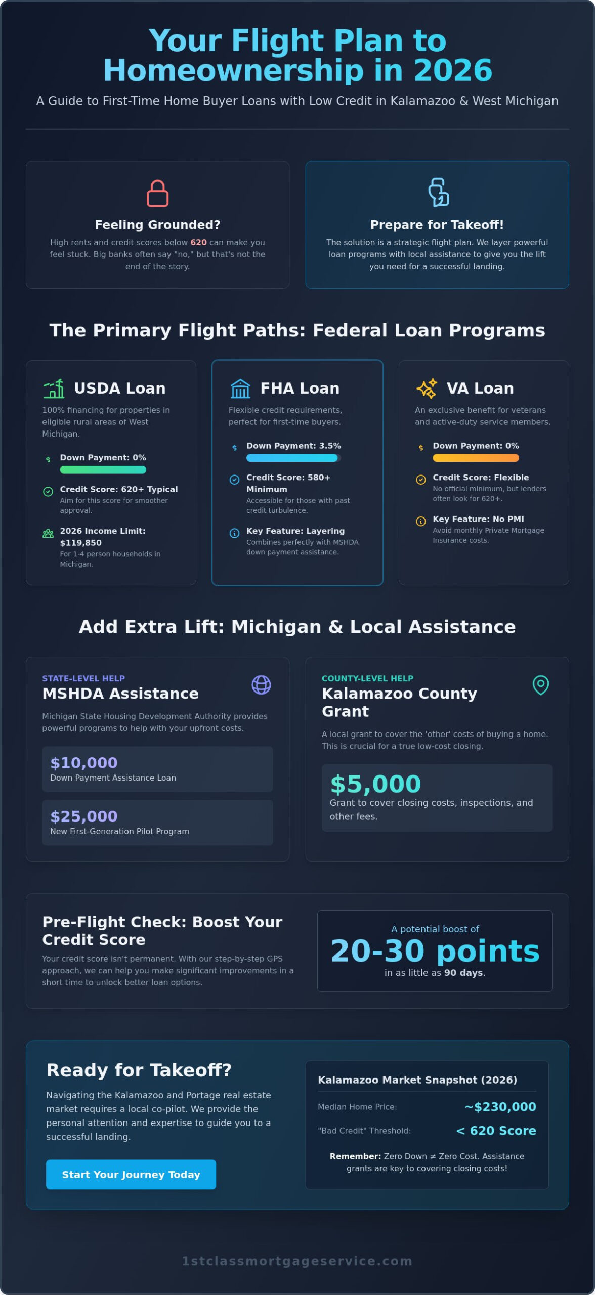 First-Time Home Buyer Loans With Bad Credit and Zero Down in Kalamazoo: Your 2026 Guide